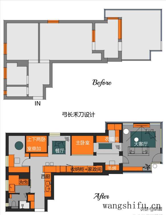 ​60㎡的老破小，住着三代人，挤出3间卧室，还有大衣帽间和书房 旧房翻新 第2张 ​60㎡的老破小，住着三代人，挤出3间卧室，还有大衣帽间和书房 旧房翻新 粉刷匠第2张